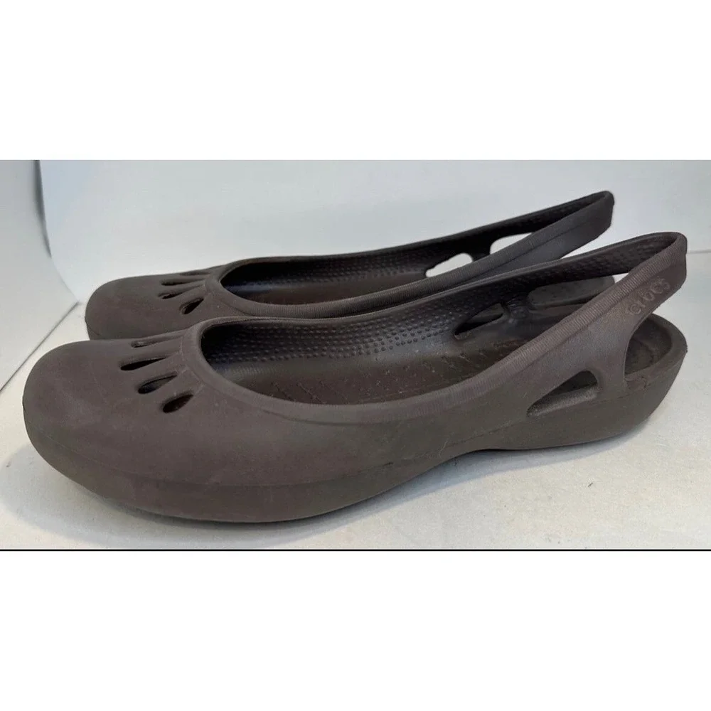 Crocs Brown Malindi Ballet Slip-ons Slingback Flat Shoes‎ Women 9 Chocolate